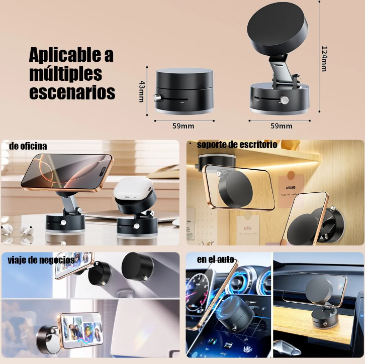 MagnoGrip™ Soporte Magnético 360° con Ventosa