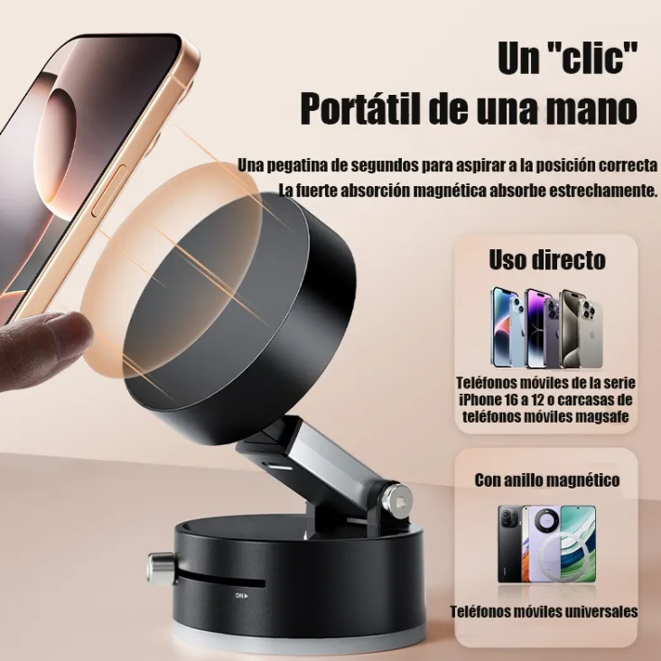 MagnoGrip™ Soporte Magnético 360° con Ventosa