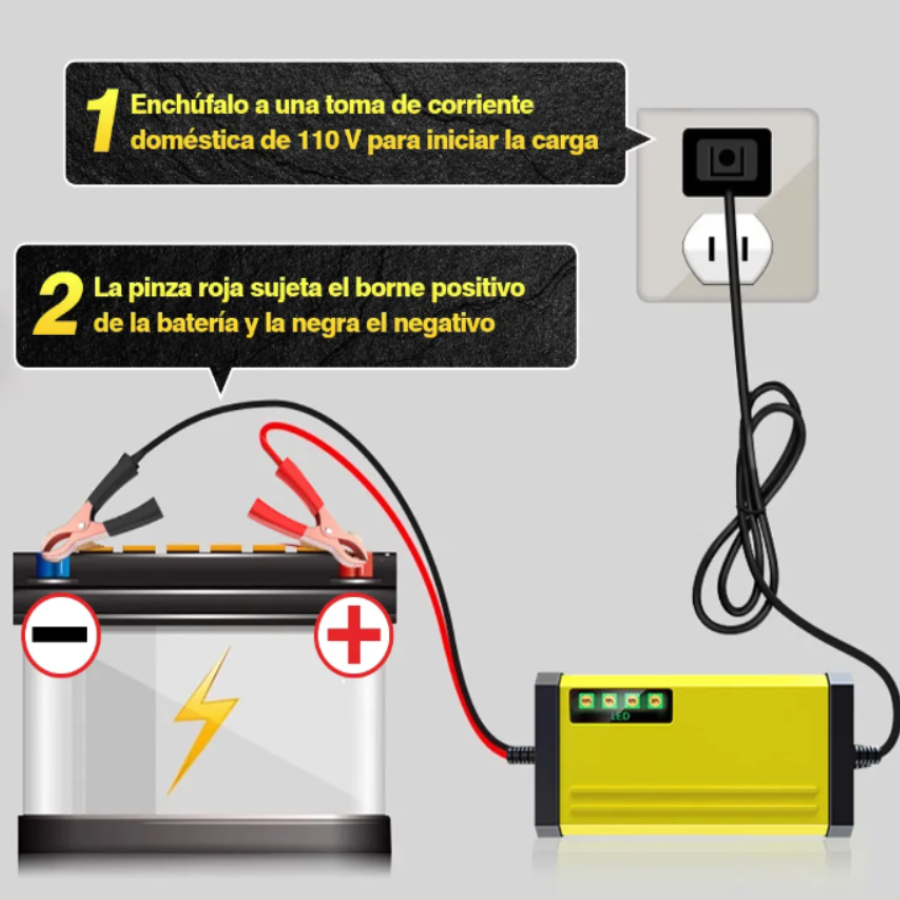 PowerCharge™ Cargador Inteligente Repara y Mantiene tu Batería Siempre Lista