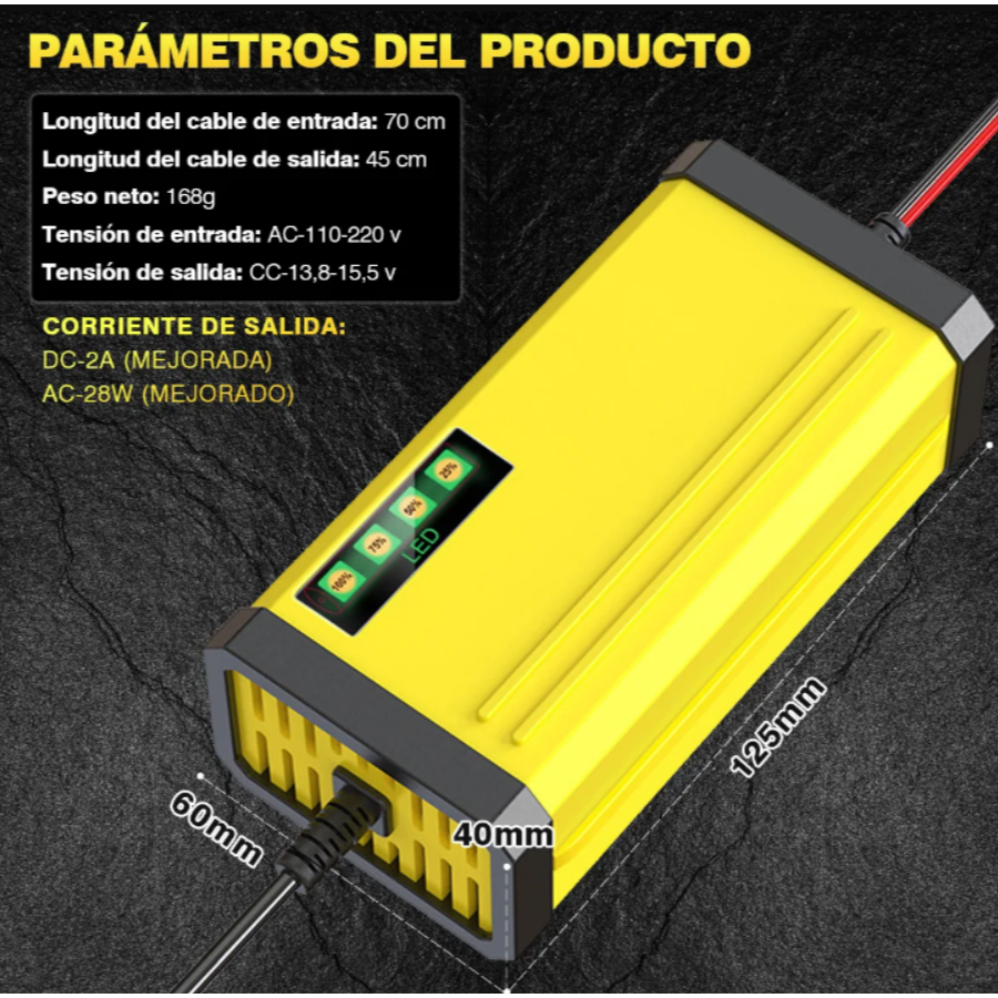 PowerCharge™ Cargador Inteligente Repara y Mantiene tu Batería Siempre Lista