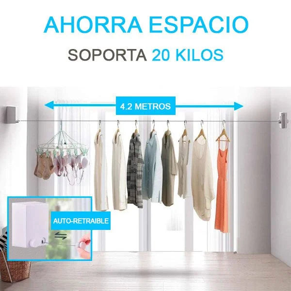 FlexiTen Pro™ Tendedero Retractil De Acero Inoxidable