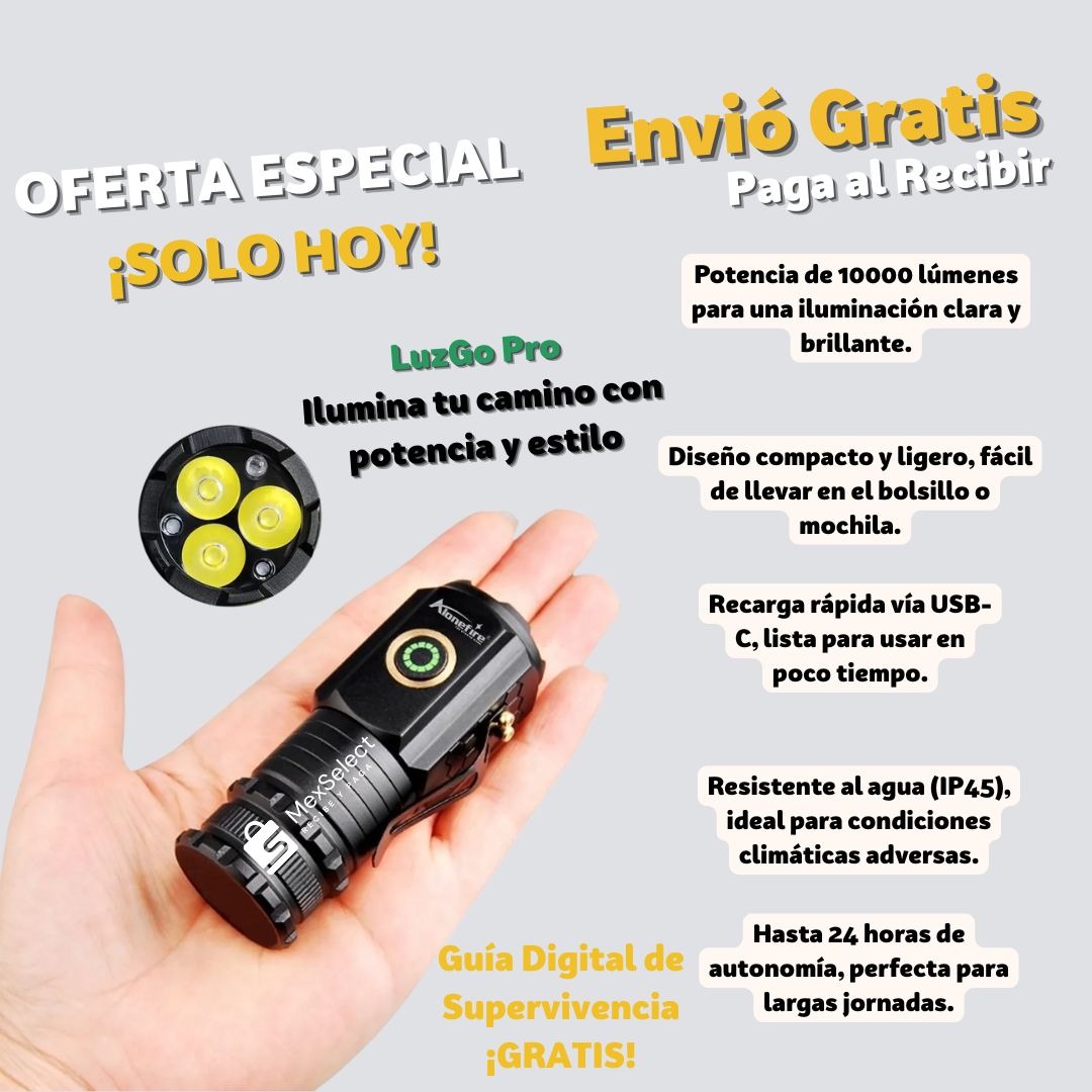 LuzGo Pro Ilumina tu camino con potencia y estilo + ¡Regalo!