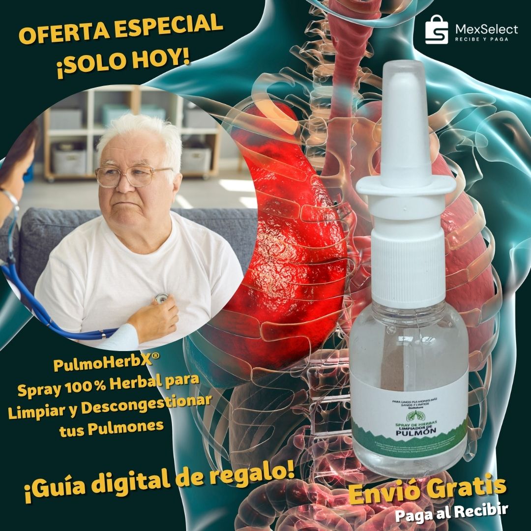 PulmoHerbX® Spray 100 % Herbal - Limpia y Descongestiona tus Pulmones