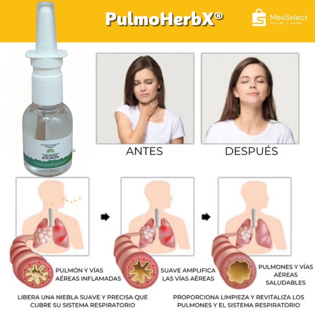 PulmoHerbX® Spray 100 % Herbal - Limpia y Descongestiona tus Pulmones