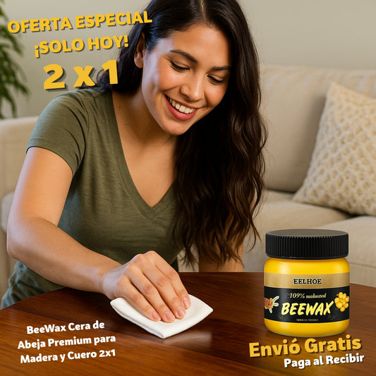 BeeWax Cera de Abeja Premium para Madera y Cuero 2x1