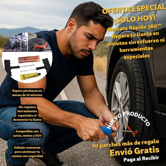 RapidPatch™ Repara tu llanta en minutos sin esfuerzo ni herramientas especiales