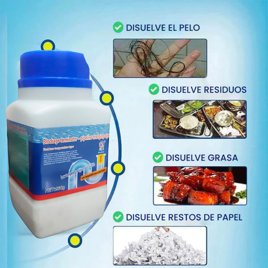 TurboMax Jumbo Elimina bloqueos en tus tuberías en minutos 2x1