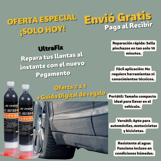 UltraFix Repara tus llantas al instante con el nuevo Pegamento 2x1