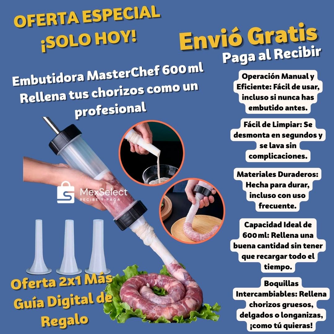 Embutidora de 600ml Rellena tus chorizos como un profesional 2x1