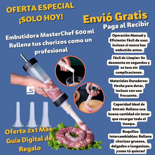 Embutidora de 600ml Rellena tus chorizos como un profesional 2x1