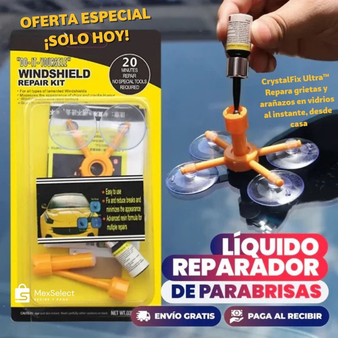 CrystalFix Ultra™ Repara grietas y arañazos en vidrios al instante, desde casa