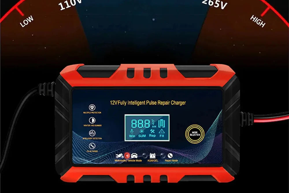 PowerPulse™ – Cargador Inteligente 12V con Pantalla LCD y Protección Total