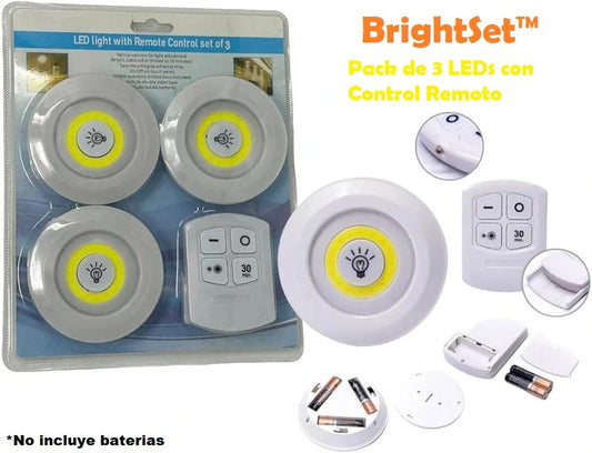 BrightSet™ Pack de 3 LEDs con Control Remoto