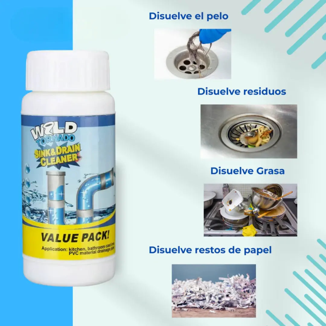 WildTornado Elimina bloqueos en tus tuberías  y drenaje en minutos 2x1