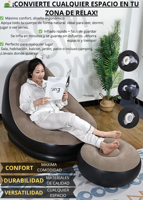 MaxComfort™ Sofá Inflable + Sillón Inflable + Inflador Manual 3 en 1