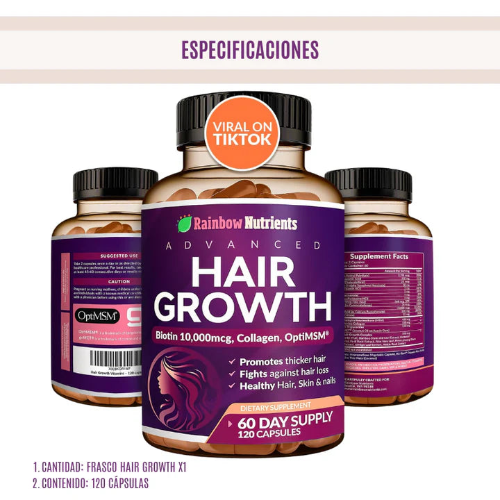 Hair Growth™ Vitaminas con Colageno para el Crecimiento del Cabello
