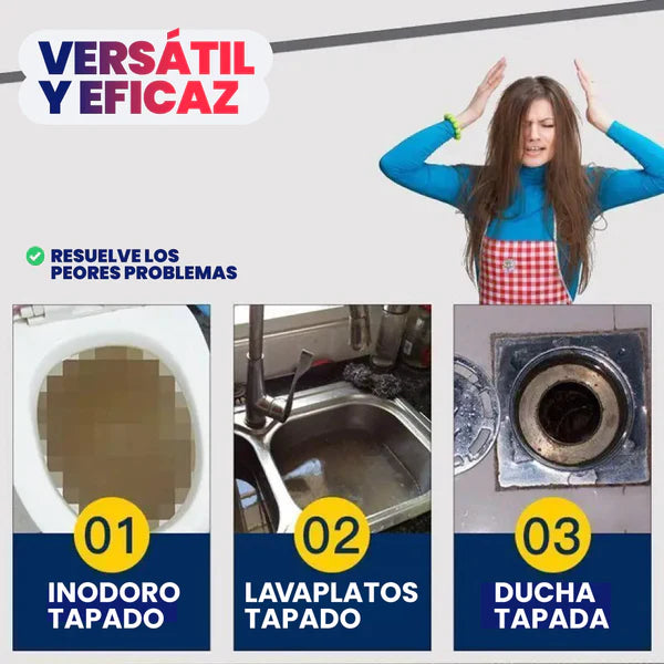 TurboMax Jumbo Elimina bloqueos en tus tuberías en minutos 2x1