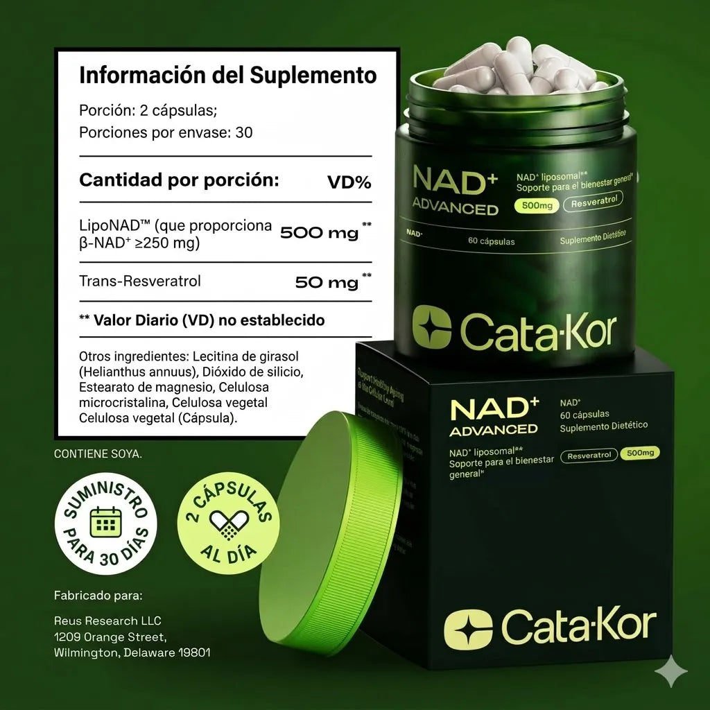 NAD+ Advanced™ Suplemento Premium con NAD+ y Resveratrol