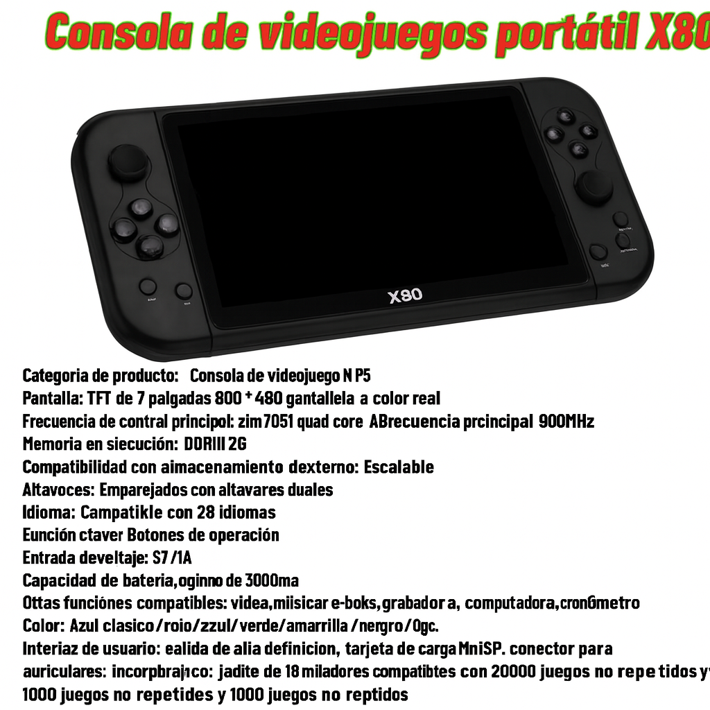 Consola Portátil X80™ Más de 20,000 juegos clásicos y modernos en tu bolsillo