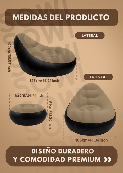 MaxComfort™ Sofá Inflable + Sillón Inflable + Inflador Manual 3 en 1