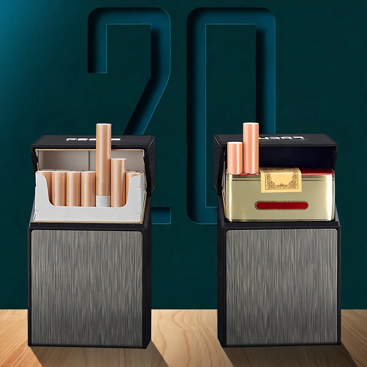 SmokeLux™ Cigarrera elegante con encendedor eléctrico integrado