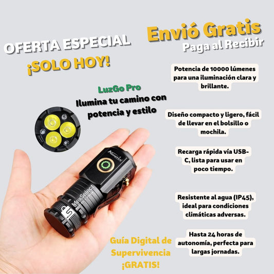 LuzGo Pro Ilumina tu camino con potencia y estilo + ¡Regalo!