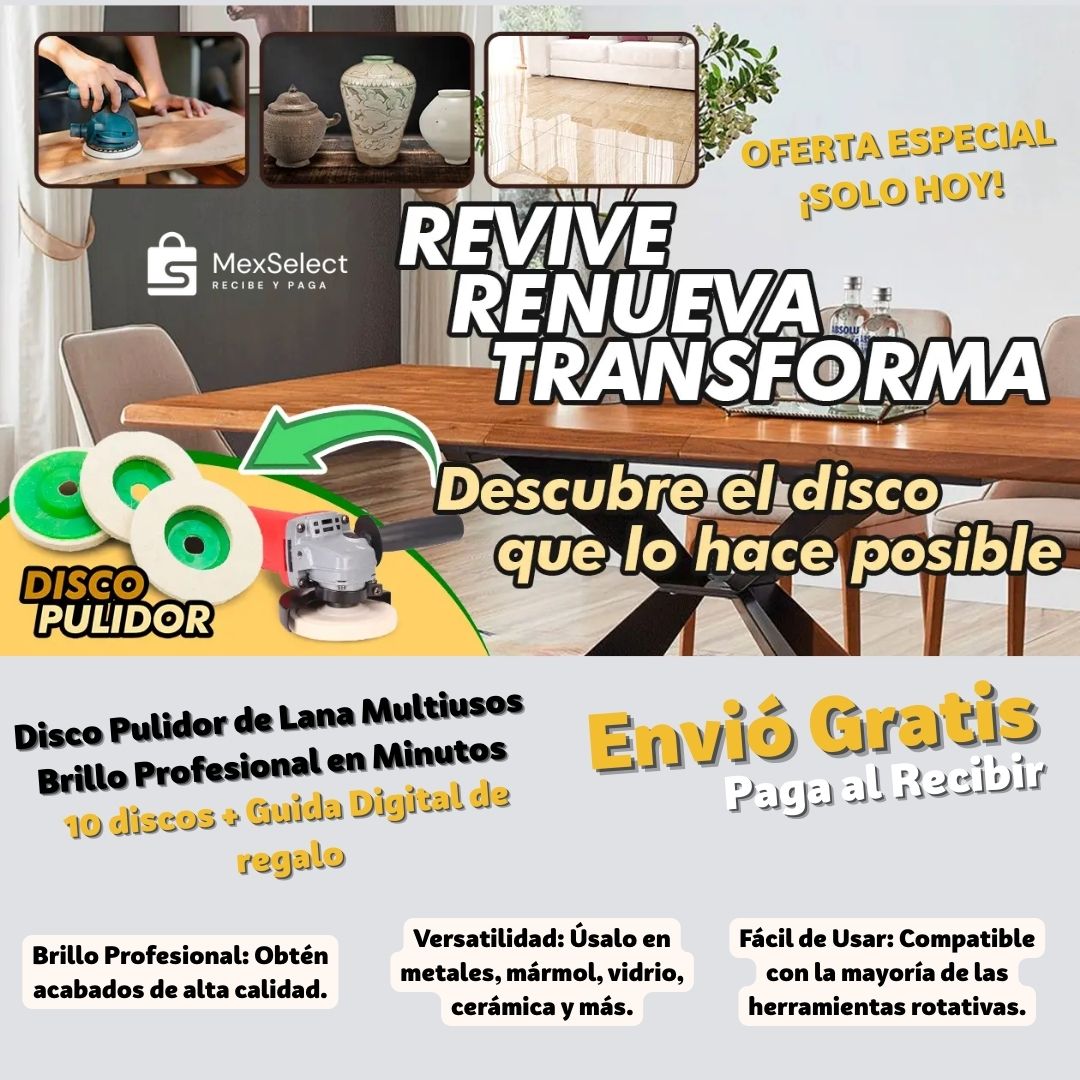Disco Pulidor de Lana Multiusos 10 piezas + Guía Digital ¡GRATIS!