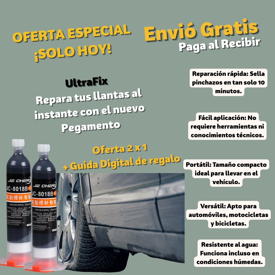 UltraFix Repara tus llantas al instante con el nuevo Pegamento 2x1