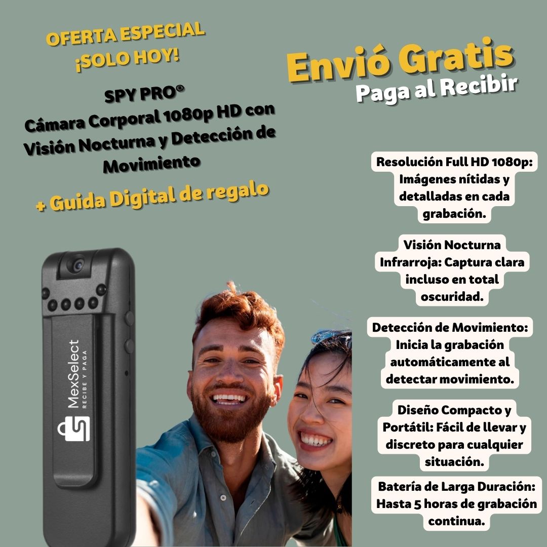 SPY PRO® Cámara Corporal 1080p HD con Visión Nocturna