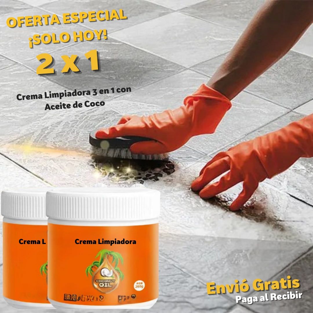 CocoShine™ Crema Limpiadora 3 en 1 con Aceite de Coco 2x1