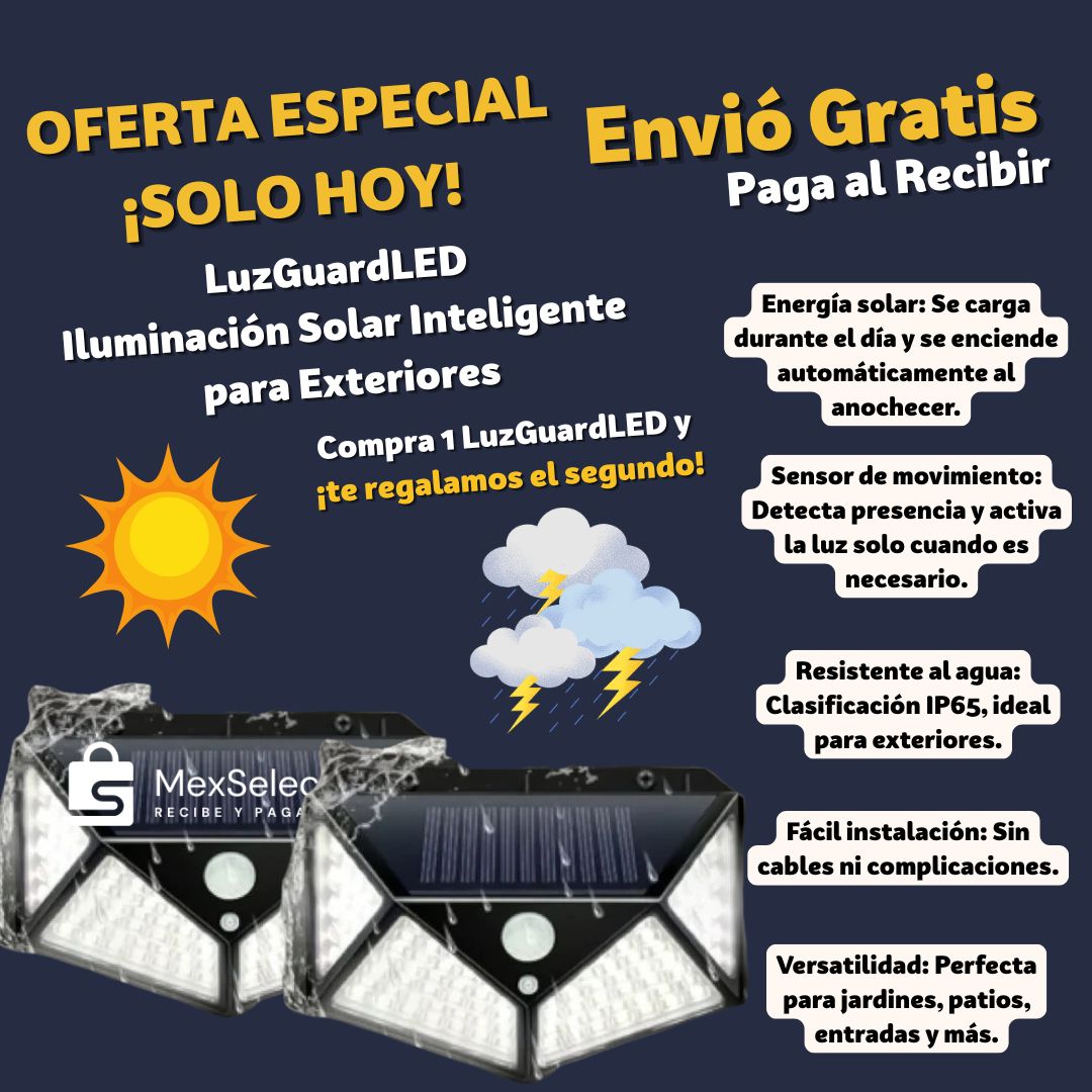 LuzGuardLED Iluminación Solar Inteligente para Exteriores 2x1