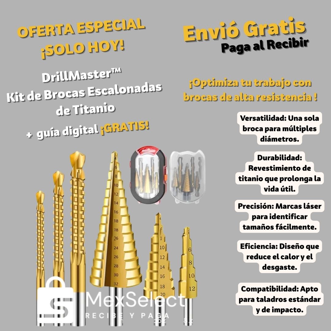 DrillMaster™ Kit de Brocas Escalonadas de Titanio